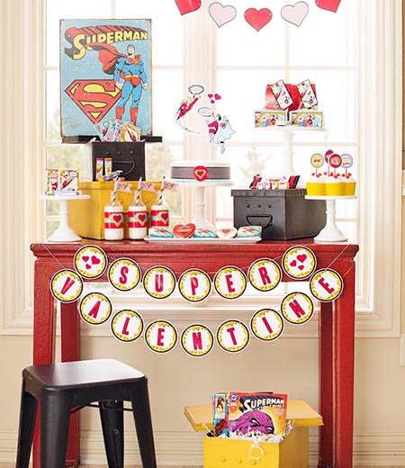 Super Hero Valentine's Day Printable Party and Card Collection - Instant Download